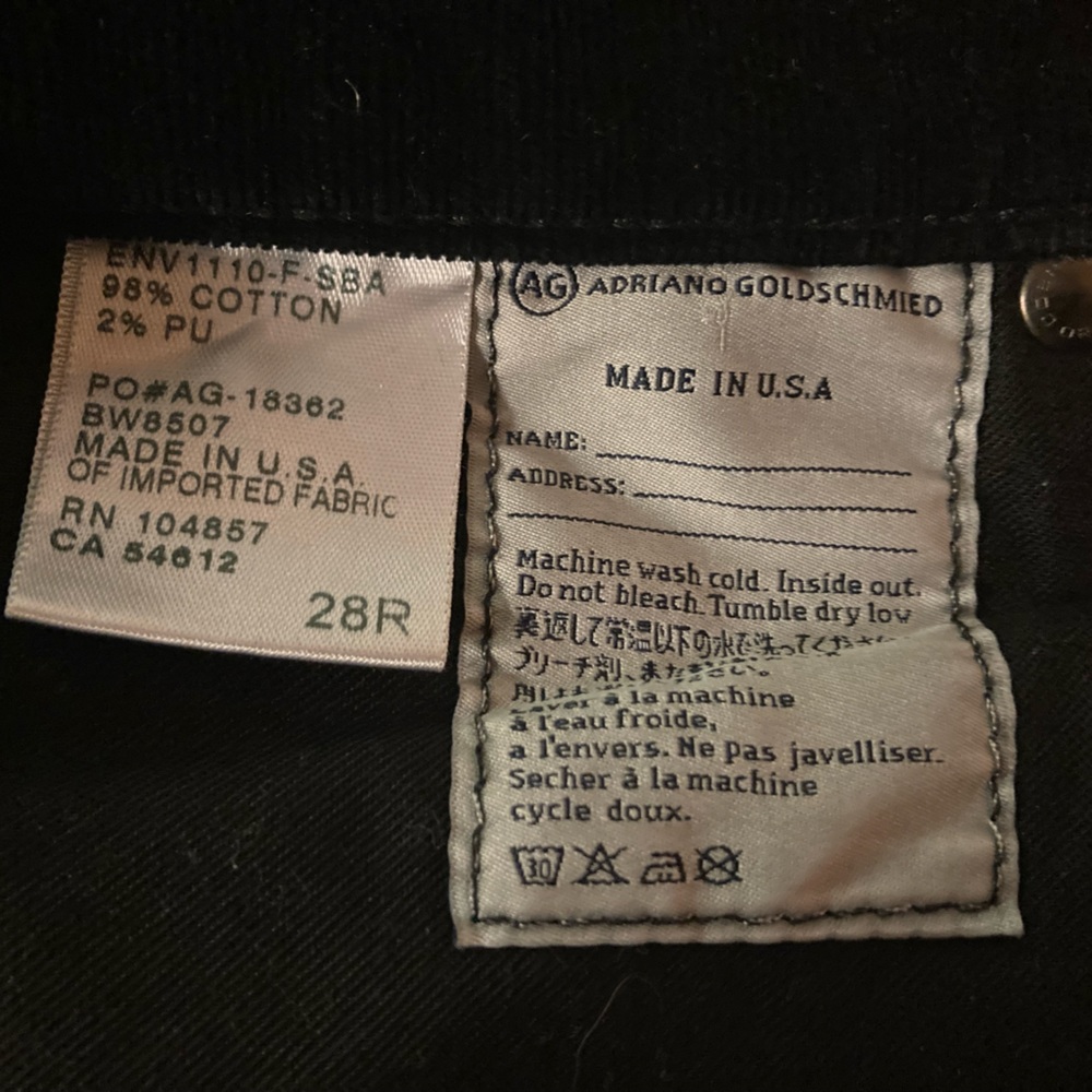 Black Adriano Goldschmied Cotton Cord Straight Leg Pants - Picture 9 of 10